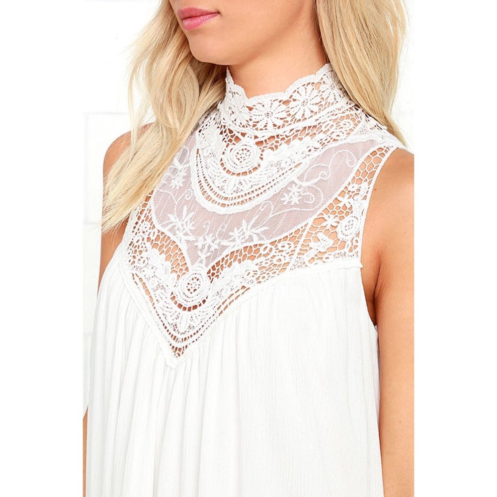 White Lace Neck Swing Dress - Picture 5 of 5
